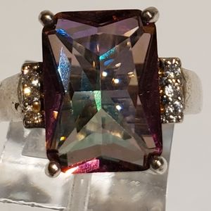4.3CT PRINCESS CUT MYSTIC TOPAZ RING